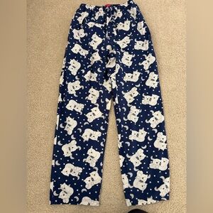 Coca Cola Vintage Retro Polar Bear Pattern Blue Pajama Pants Small